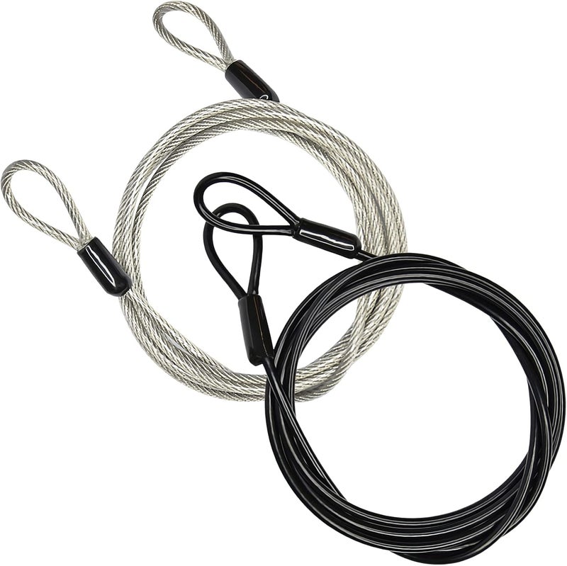 GOMRQING 100CM/3.3ft 3mm Outdoor Travel Security Cable Lock,Braided Steel Coated Safety Cable Luggage Lock,Safety Cable Wire Rope Double Loop Lightweight (2 Pack) - Image 1